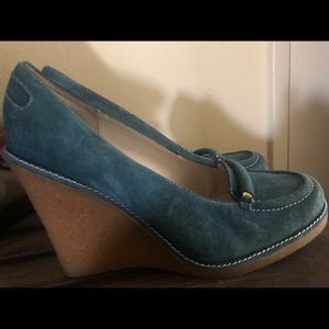 Charles David Blue Suede Loafer Wedges